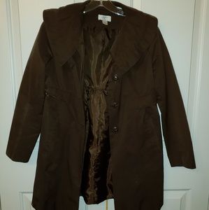 Brown LOFT ruffle collar peacoat